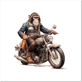 Monkey Biker Retro Motorcycle Posters and Art